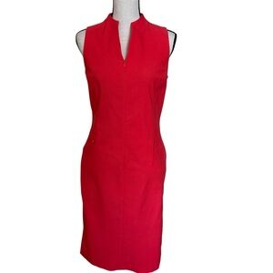 J. McLaughlin Coral Pink Sleeveless Sheath Dress Front Zipper Womens 6